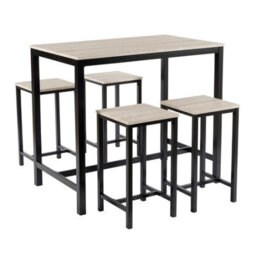 Home Source Nicosia Light Oak Dining Table And Bar Stool Set - thumbnail 7
