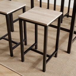 Home Source Nicosia Light Oak Dining Table And Bar Stool Set - thumbnail 4