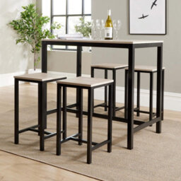 Home Source Nicosia Light Oak Dining Table And Bar Stool Set - thumbnail 3