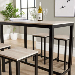 Home Source Nicosia Light Oak Dining Table And Bar Stool Set - thumbnail 5