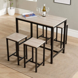 Home Source Nicosia Light Oak Dining Table And Bar Stool Set - thumbnail 2