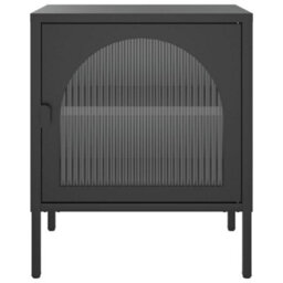 Berkfield Nightstands 2 Pcs Black 50X35X60 Cm Glass And Steel - thumbnail 4