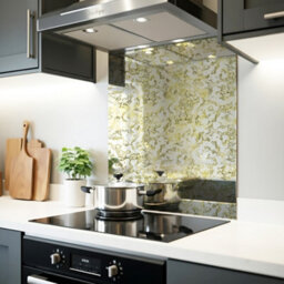 DIY Splashbacks Brass Nuvola Antique Mirror Splashback 60Cm X 72Cm (Toughened Glass)