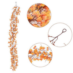 Living And Home Orange Artificial Maple Leaf Garland Home Decoration 200 Cm - thumbnail 6