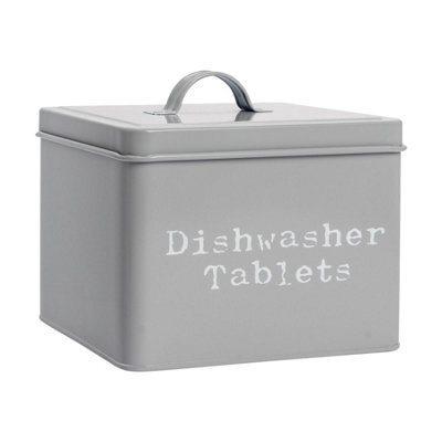Harbour Housewares Dishwasher Tablet Storage Tin - Grey - Vintage Under Sink Metal Storage Canister Kitchen Caddy Container Tin - image 1