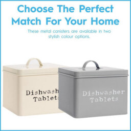 Harbour Housewares Dishwasher Tablet Storage Tin - Grey - Vintage Under Sink Metal Storage Canister Kitchen Caddy Container Tin - thumbnail 6