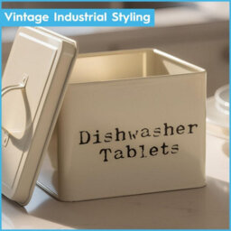 Harbour Housewares Dishwasher Tablet Storage Tin - Grey - Vintage Under Sink Metal Storage Canister Kitchen Caddy Container Tin - thumbnail 5