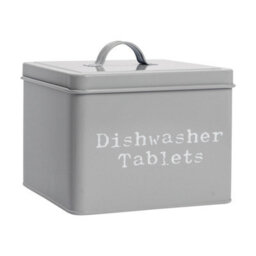 Harbour Housewares Dishwasher Tablet Storage Tin - Grey - Vintage Under Sink Metal Storage Canister Kitchen Caddy Container Tin