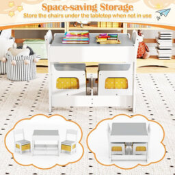 Costway 3-In-1 Activity Table Multipurpose Children Table And Chair Set-Grey - thumbnail 8