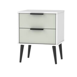 Ready Assembled Matt Grey & White No Effect 2 Drawer Bedside Table (H)570mm (W)450mm (D)395mm - thumbnail 2