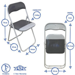 Harbour Housewares Padded Folding Chair - Grey - thumbnail 3