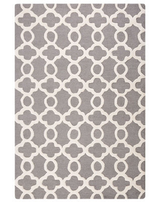 Wyld And Coco Aurora Grey Wool Hand-Tufted Rug 160 X 230 Cm - Trellis Quatrefoil, Oriental Moroccan Clover - image 1