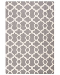 Wyld And Coco Aurora Grey Wool Hand-Tufted Rug 160 X 230 Cm - Trellis Quatrefoil, Oriental Moroccan Clover - thumbnail 1
