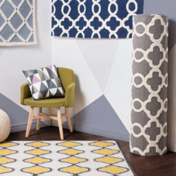 Wyld And Coco Aurora Grey Wool Hand-Tufted Rug 160 X 230 Cm - Trellis Quatrefoil, Oriental Moroccan Clover - thumbnail 2