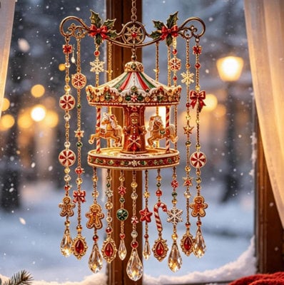 Amorly Acrylic Hanging Wind Chime Ornament, Christmas Themed Decorative Pendant For Window, Wall Home Holiday Decoration - image 1