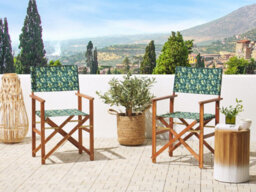 Beliani Set Of 2 Garden Chair Replacement Fabrics Cine Dark Green - thumbnail 2