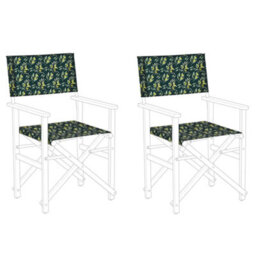 Beliani Set Of 2 Garden Chair Replacement Fabrics Cine Dark Green