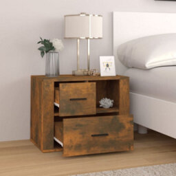 Berkfield Bedside Cabinet Smoked Oak 60X36X45 Cm Engineered Wood - thumbnail 3
