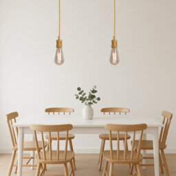 Vintage French Gold Metal E27 Pendant Light 2M Cable, Lamp Holder - thumbnail 9