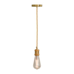 Vintage French Gold Metal E27 Pendant Light 2M Cable, Lamp Holder