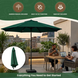 Garden Market Place 2.7M Wide Garden Parasol Umbrella With Tilt And Crank (Dark Green) - thumbnail 8