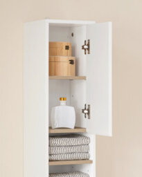 Sobuy Bzr34-Nw,tall Bathroom Cabinet,cupboard Bathroom Storage Unit Freestanding,water-Resistant Mdf With Adjustable Shelves - thumbnail 4