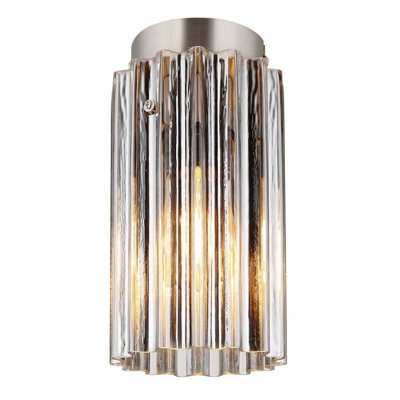 Luminosa Lighting Luminosa Cayden Ceiling Light Nickel Matt Clear Glass Shade 1X E27 - image 1