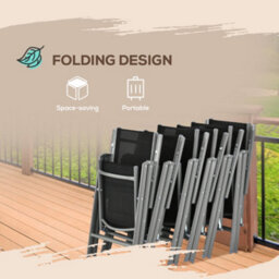 Outsunny 7 Piece Garden Dining Set, Outdoor Table And 6 Chair, Aluminium, Black - thumbnail 5