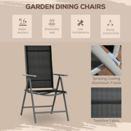 Outsunny 7 Piece Garden Dining Set, Outdoor Table And 6 Chair, Aluminium, Black - thumbnail 7