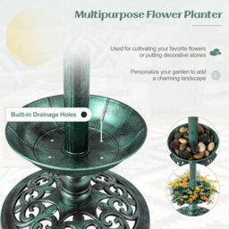 Costway Outdoor Bird Bath Lightweight Birdbaths Feeder W/ Solar-Powered Lamps - thumbnail 5