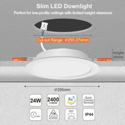 Paul Russells 24W Led Bathroom Ceiling Spotlights, 3 Cct 2400Lm, Non-Dimmable, 6 Pack - thumbnail 9