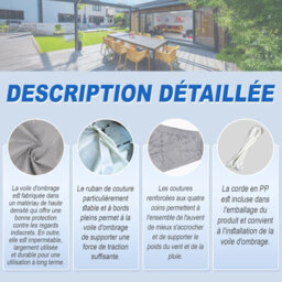 Grey 2X4M Rectangular Shade Sail 95% Uv Protection Waterproof - thumbnail 4