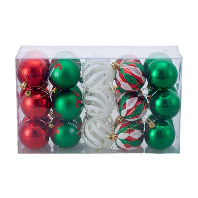 Living And Home 30-Piece Christmas Decoration Set Of 6Cm Plastic Balls With Special-Shaped Painted Christmas Balls Gifts - image 1