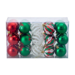 Living And Home 30-Piece Christmas Decoration Set Of 6Cm Plastic Balls With Special-Shaped Painted Christmas Balls Gifts - thumbnail 1