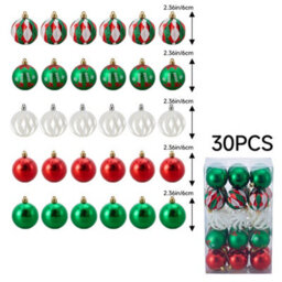 Living And Home 30-Piece Christmas Decoration Set Of 6Cm Plastic Balls With Special-Shaped Painted Christmas Balls Gifts - thumbnail 8