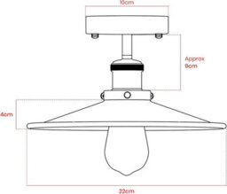 Industrial Semi Flush Mount Ceiling Light 22Cm Lamp Shade With E27 Base Lamp Holder For Living Room Kitchen Bedroom Yellow Brass - thumbnail 3
