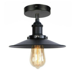 Industrial Semi Flush Mount Ceiling Light 22Cm Lamp Shade With E27 Base Lamp Holder For Living Room Kitchen Bedroom Yellow Brass - thumbnail 6