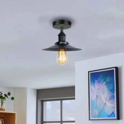 Industrial Semi Flush Mount Ceiling Light 22Cm Lamp Shade With E27 Base Lamp Holder For Living Room Kitchen Bedroom Yellow Brass - thumbnail 7