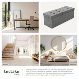 Tectake Stool - Foldable, Padded, Polyester, Large Storage Space, 110 X 38 X 38 Cm - Light Grey, 1 - thumbnail 7