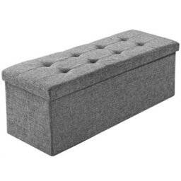 Tectake Stool - Foldable, Padded, Polyester, Large Storage Space, 110 X 38 X 38 Cm - Light Grey, 1 - thumbnail 1