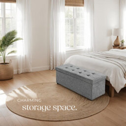 Tectake Stool - Foldable, Padded, Polyester, Large Storage Space, 110 X 38 X 38 Cm - Light Grey, 1 - thumbnail 8
