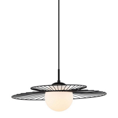 Luminosa Lighting Luminosa Modern Hanging Pendant Black 1 Light  With Black, White Shade, E27 - image 1