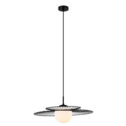 Luminosa Lighting Luminosa Modern Hanging Pendant Black 1 Light  With Black, White Shade, E27 - thumbnail 2