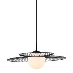 Luminosa Lighting Luminosa Modern Hanging Pendant Black 1 Light  With Black, White Shade, E27 - thumbnail 1