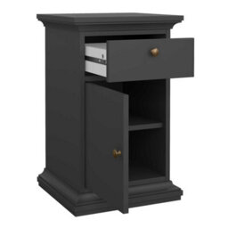 Wyld Haus Osaka Farmhouse Dark Grey Wooden Bedside Table - 1 Door 1 Drawer - thumbnail 7