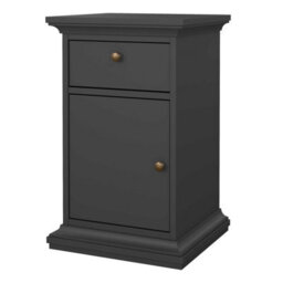 Wyld Haus Osaka Farmhouse Dark Grey Wooden Bedside Table - 1 Door 1 Drawer - thumbnail 5