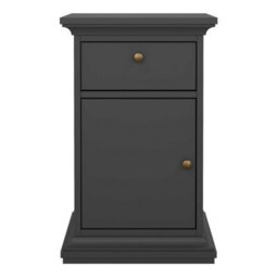 Wyld Haus Osaka Farmhouse Dark Grey Wooden Bedside Table - 1 Door 1 Drawer - thumbnail 4