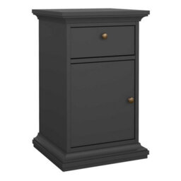 Wyld Haus Osaka Farmhouse Dark Grey Wooden Bedside Table - 1 Door 1 Drawer - thumbnail 3