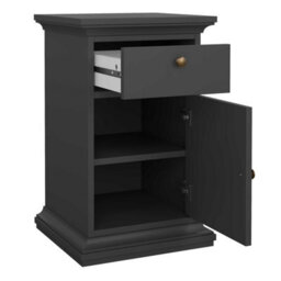 Wyld Haus Osaka Farmhouse Dark Grey Wooden Bedside Table - 1 Door 1 Drawer - thumbnail 8