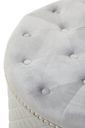 Premier Housewares Interiors By Premier Round Grey Velvet Ottoman, Plush Tufted Footstool With Soft Grey Velvet Top, Round Upholstered Pouffe - thumbnail 2